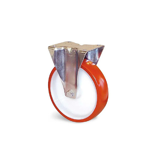 Guitel EP4BD125 Roulette à platine fixe 125 mm bandage polyuréthane rouge avec frein