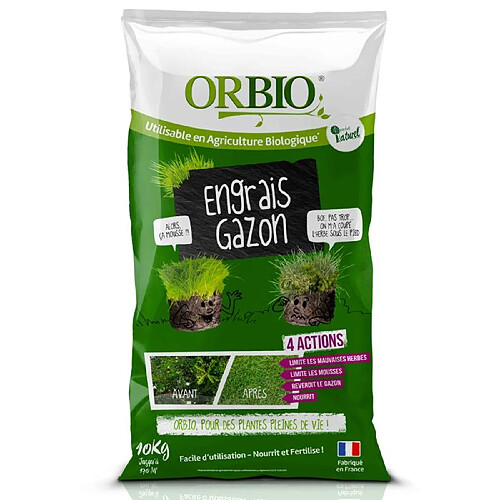 Engrais pour gazon - ORBIO - Formule pour gazon - Favorise la densité et la verdure