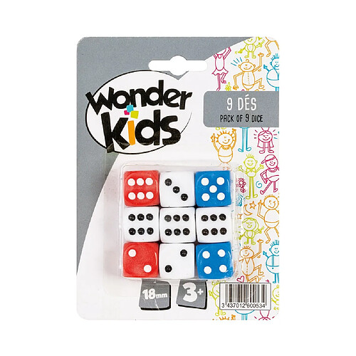 Wonderkids Pack 9 dés standard 18 mm six faces blister