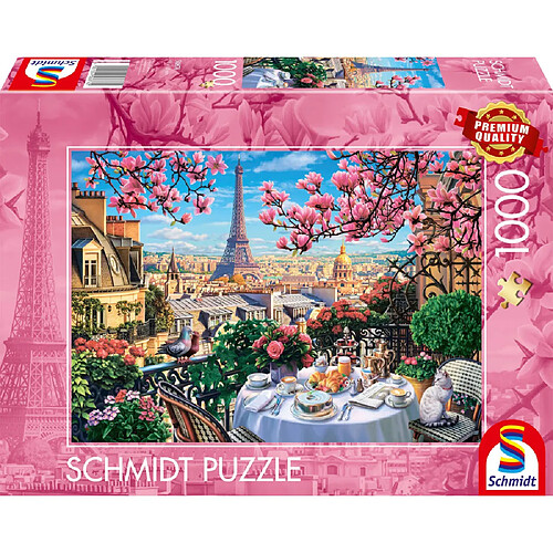 Schmidt Spiele 58876 Puzzle 1000 pièces Breakfast in Paris - 69,5 x 49,3 cm vernis mat