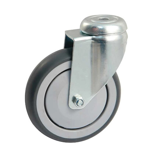 Avl 550882O Roulette pivotante pour mobilier 100 mm caoutchouc gris, platine ronde