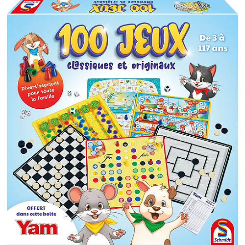 Schmidt Spiele Coffret 100 jeux enfants multi-jeux 88438 3+ (plateaux, pions, dés)