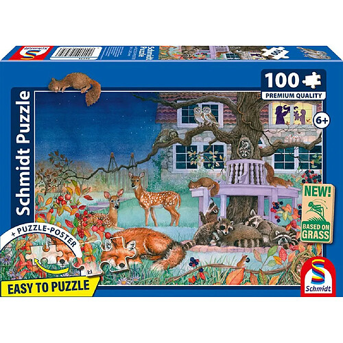 Schmidt Spiele Puzzle 100 pièces Visite nocturne des animaux