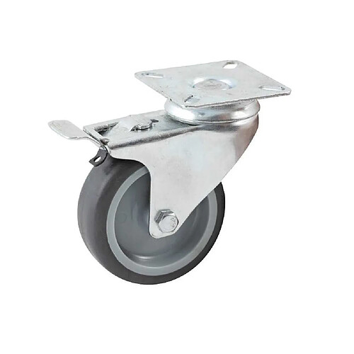 Avl 557950H Roulette d'ameublement 50 mm caoutchouc gris platine carrée zinguée
