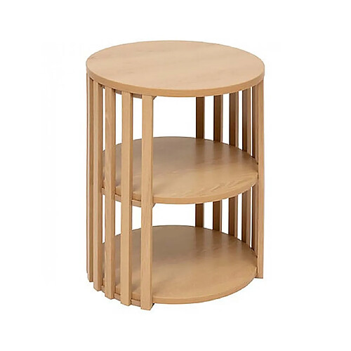 Pegane Table D'appoint ronde avec étagère, coloris beige - Longueur 40 x Profondeur 40 x Hauteur 48 cm.