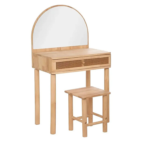 Pegane Coiffeuse et Tabouret avec miroir pour chambre d'enfant, coloris beige - Longueur 55 x Profondeur 36,5 x Hauteur 100 cm