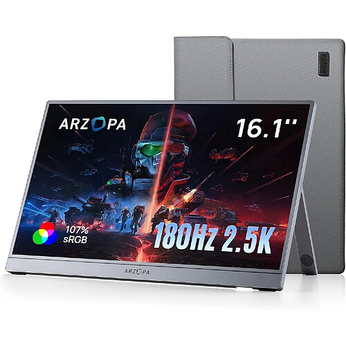 Moniteur portable ARZOPA 16,1 pouces, dalle IPS, résolution 2560*1440, QHD 107% sRGB, 16:9