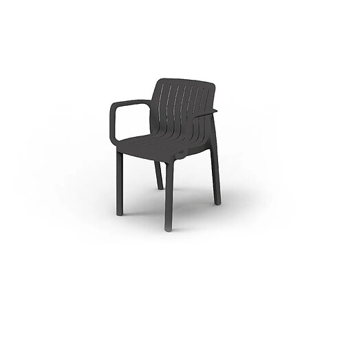 Pegane Lot de 6 chaises de jardin avec accoudoirs coloris Antracithe