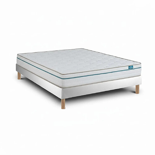 Leafsleep Ensemble Cloud One et Sommier Branco - Cama com Matelas Taille 190 x 105 cm Hauteur 52 cm
