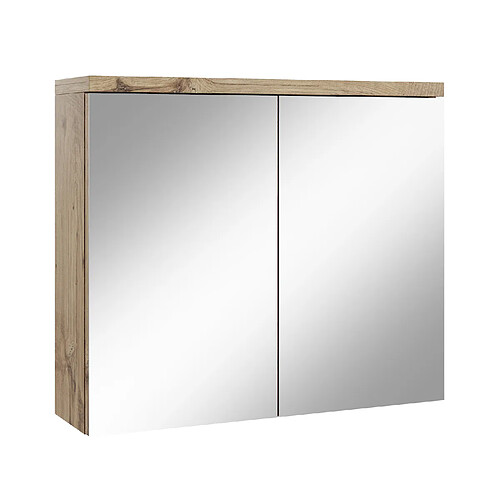 BADPLAATS Armoire de toilette Toledo 80 x 60 cm - Station balnéaire - Chene châtaigne - Miroir