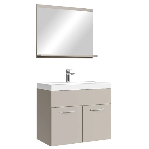 Badplaats Meuble de Salle de Bain Montreal Set 02 60 cm – Cashmere – avec Lavabo et Miroir