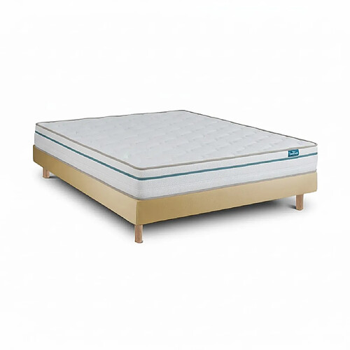 Leafsleep Ensemble Cloud One et Sommier Bege - Matelas et Cama Taille 200 x 140 cm Hauteur 52 cm