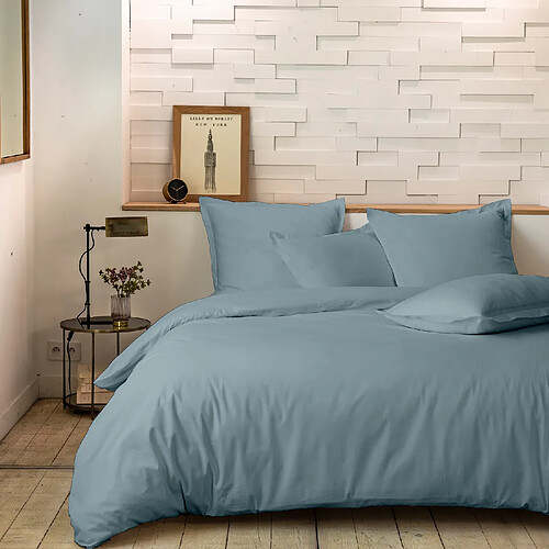 Home Collection Parure housse de couette 100%percale de coton 80 fils/cm2-uni