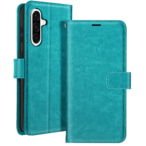 Mayaxess Étui Portefeuille pour Galaxy A37 avec Dragonne et Fonction Stand Turquoise