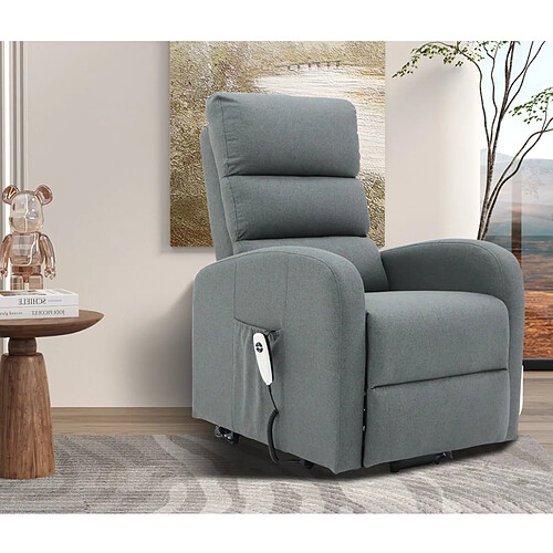 JLC KREATION Fauteuil électrique releveur moderne en tissu gris GRASSE