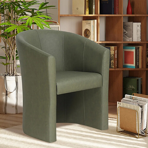 JLC KREATION Fauteuil cabriolet vert kaki en PU ELIOT