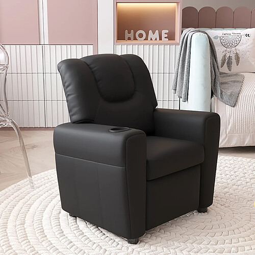 JLC KREATION Fauteuil relax enfant noir en PU VAIANA