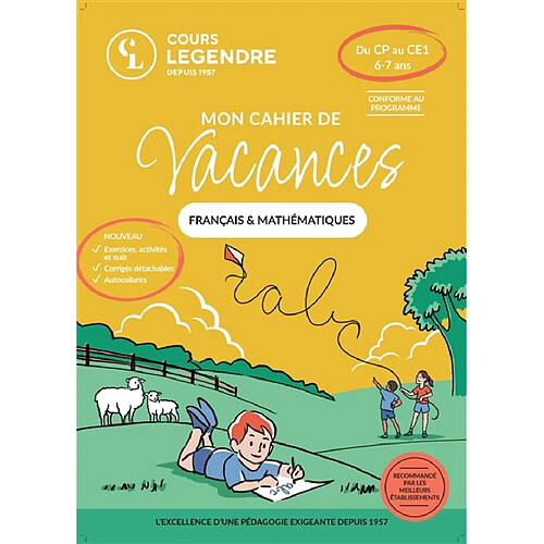 Mon cahier de vacances français & mathématiques : du CP au CE1, 6-7 ans · Occasion