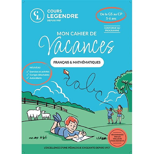 Mon cahier de vacances français & mathématiques : de la GS au CP, 5-6 ans