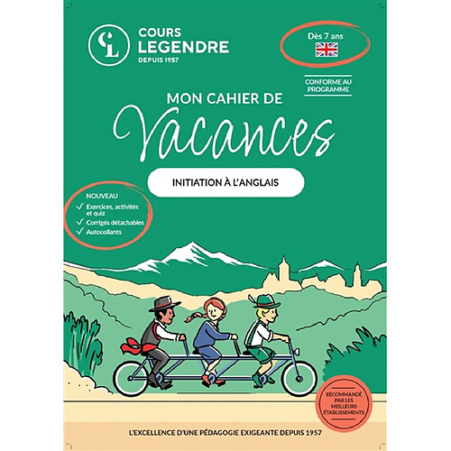 Mon cahier de vacances : initiation à l'anglais : dès 7 ans