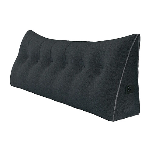 Coussin de dossier peluche gris 180 cm VERCART, soutien lombaire et lecture