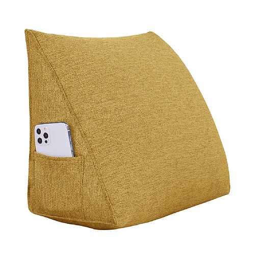 VerCart Coussin de dossier ergonomique en coin 45x20x35 cm, housse lin amovible