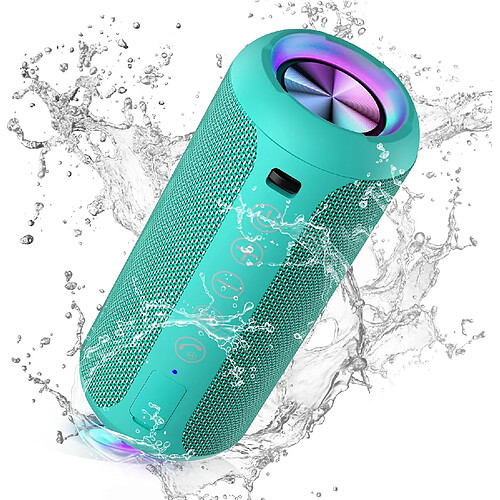 Enceinte Portable Bluetooth 5.3 IPX7, Bass Puissantes 360°, Autonomie 30h, Double Appairage