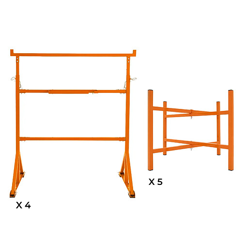 Monstershop 4 Tréteaux de Maçon & 5 Supports en X 500 mm en Acier Établi de Travail
