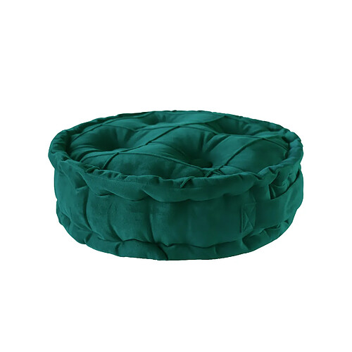 VerCart Coussin de sol rond velours vert Ø45 cm, hauteur 12 cm
