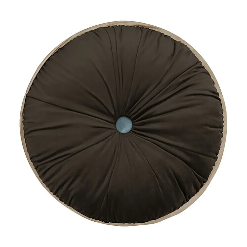 VerCart Coussin décoratif rond plissé en velours marron 38 x 38 x 8 cm