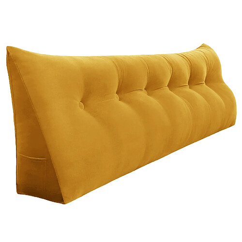VerCart Coussin de dossier rectangulaire velours côtelé jaune 180 cm