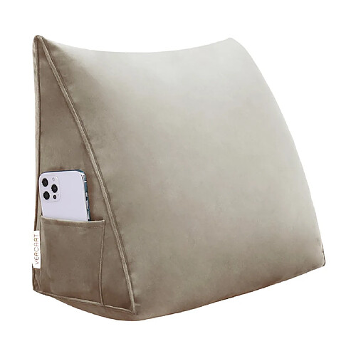 VerCart Coussin de dossier ergonomique velours beige 45x20x35 cm