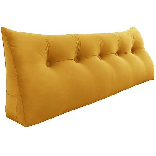 VerCart Coussin de dossier rectangulaire velours côtelé jaune 160 cm