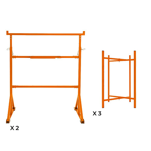 Monstershop 2 Tréteaux de Maçon & 5 Supports en X 750 mm en Acier Établi de Travail
