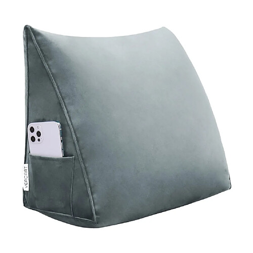 VerCart Coussin de dossier ergonomique velours gris 45x20x35 cm