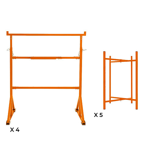 Monstershop 4 Tréteaux de Maçon & 5 Supports en X 750 mm en Acier Établi de Travail