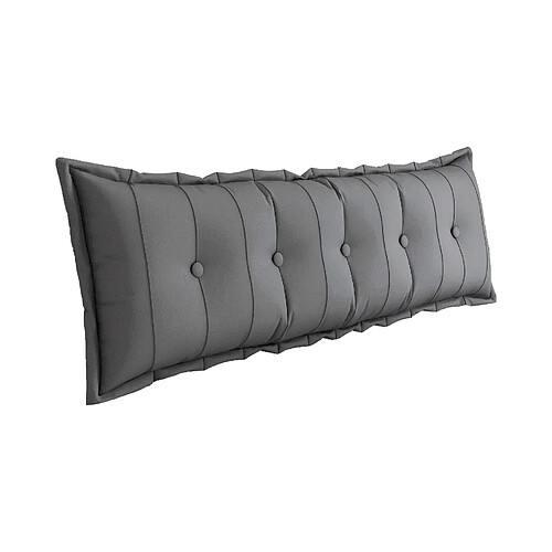 Coussin de dossier rectangulaire VERCART 160 cm gris, housse amovible et lavable