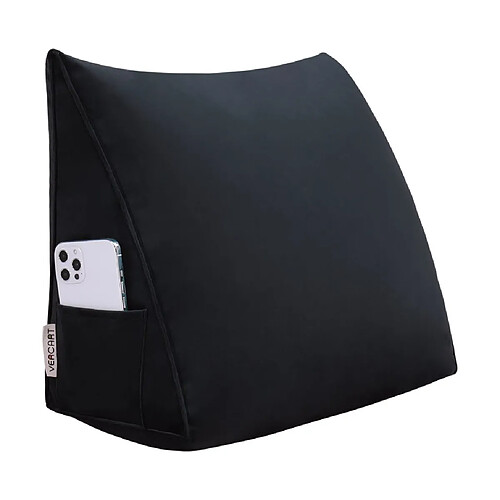 VerCart Coussin de dossier ergonomique velours noir 45x20x35 cm