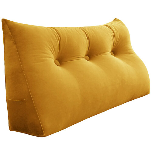 VerCart Coussin de dossier velours côtelé jaune 100 x 20 x 50 cm