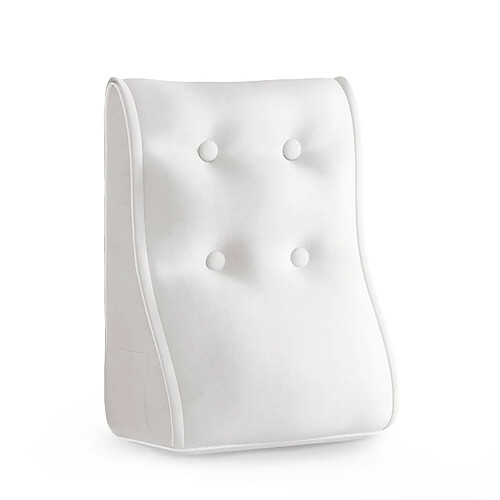 Coussin de dossier en velours blanc 40 x 22 cm - VERCART