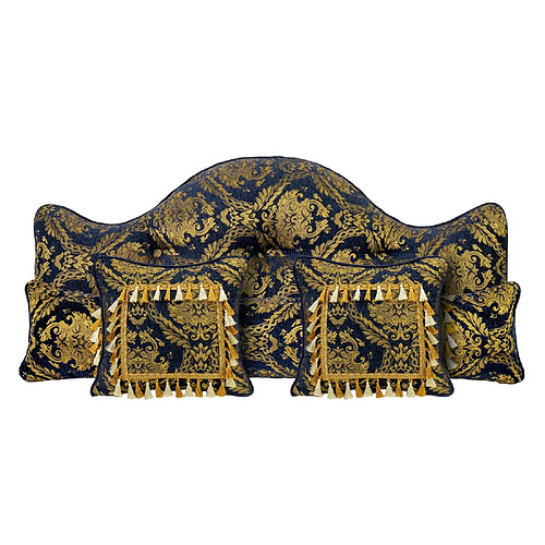VerCart Lot de 4 coussins de chevet 60x140 cm - motif Fleur Dorée bleu