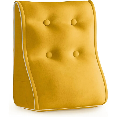 VerCart Coussin de dossier velours jaune 50 x 22 cm, hauteur 55 cm