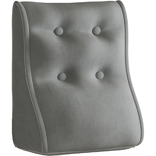 Coussin de dossier velours gris 50 x 22 cm - VERCART