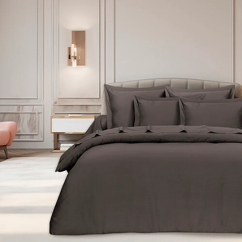 BLANC AVENUE Housse de couette satin de coton anthracite