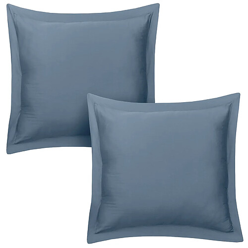 BLANC AVENUE Lot de 2 taies d'oreiller satin de coton bleu