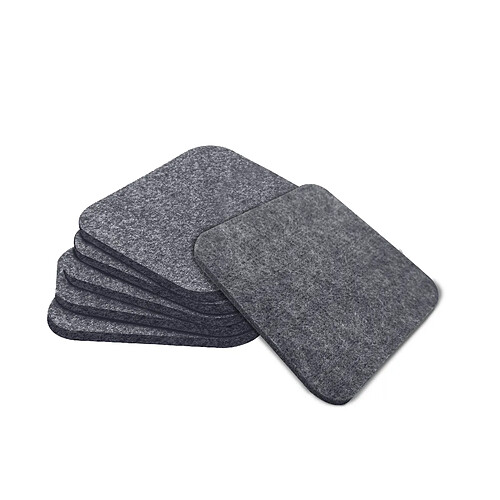 VerCart Lot de 6 sous-verres carrés en feutre polyester gris - 16 x 16 cm