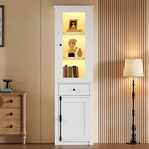 allomn Vitrine 40 x 55 x 200 cm - éclairage LED - blanc