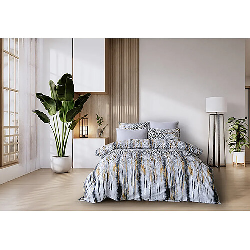 BLANC AVENUE Parure de lit 100% coton imprimé "Argento"