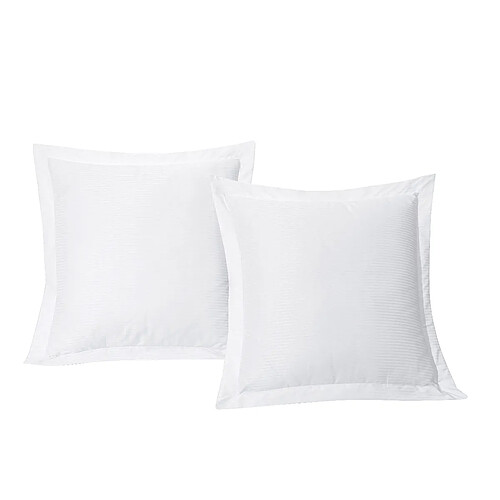 BLANC AVENUE Lot de 2 taies d'oreiller satin de coton rayé