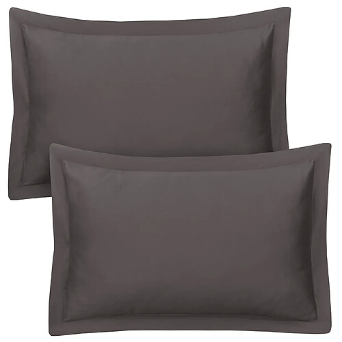 BLANC AVENUE Lot de 2 taies d'oreiller satin de coton anthracite